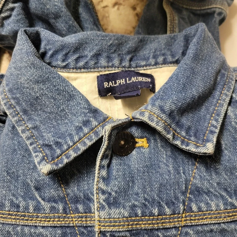 Ralph Lauren Girls Denim Jean Jacket Youth Medium 10-12 Button Front